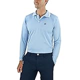 SUN50 UPF 50+ Men's Long Sleeve Golf Polo Shirt - Sun Protection - USA Made Light Blue