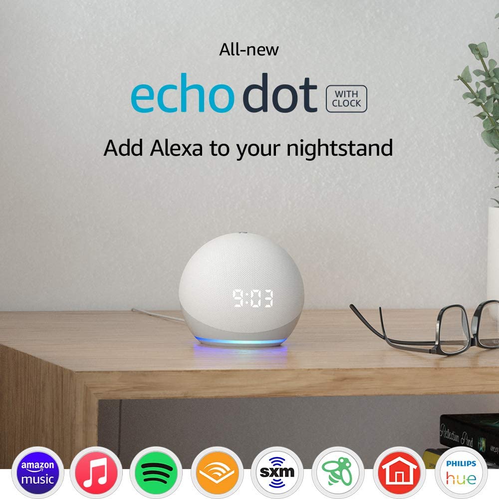 Parlante inteligente con reloj y Alexa Echo Dot 4ta Generación