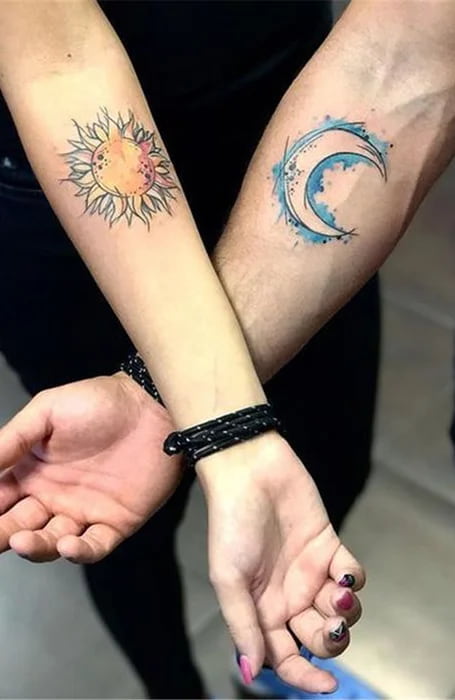 34 Diseños de Tatuajes de Parejas con Significado 29 Tatuajes de pareja de sol y luna