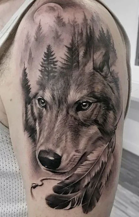 Tatuaje de lobo para hombres