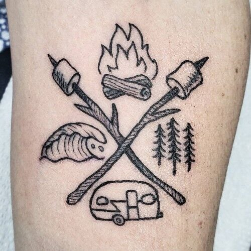 Tatuaje De Camping para hombres