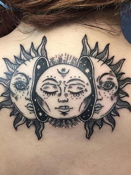 Tatuajes de mujeres de sol y luna