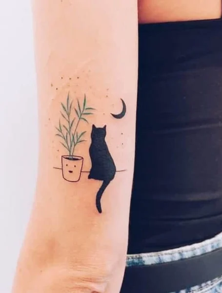 Tatuaje de silueta de gato