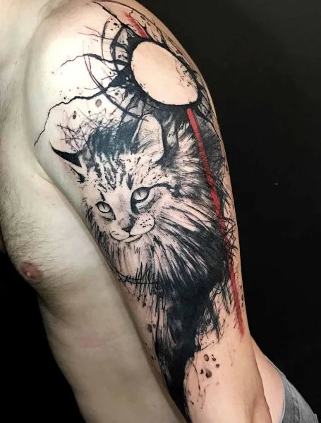 Tatuaje de gato de basura de polca