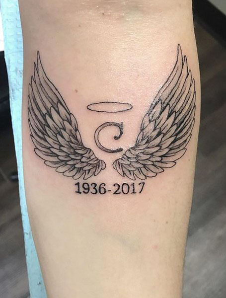 Tatuaje de halo de alas de ángel