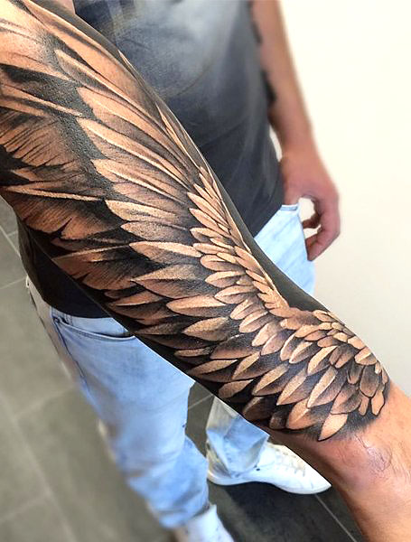 Tatuaje 3D realista de alas de ángel