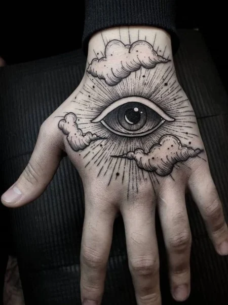 Tatuaje de ojo en la mano
