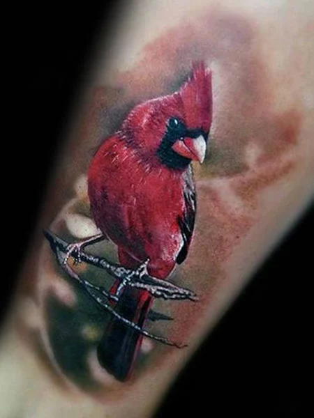 Tatuaje de pájaro rojo