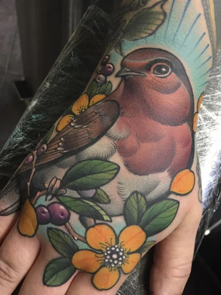 Tatuaje del pájaro Robin