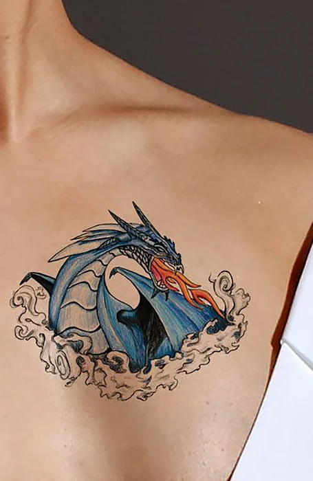 Tatuaje de dragón azul