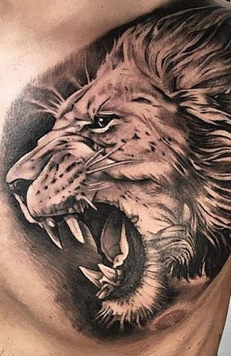Tatuaje de león rugiente