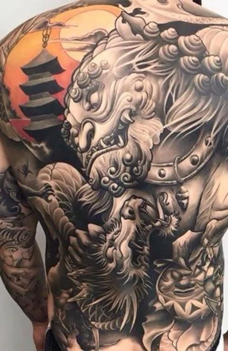 Tatuajes japoneses de león 