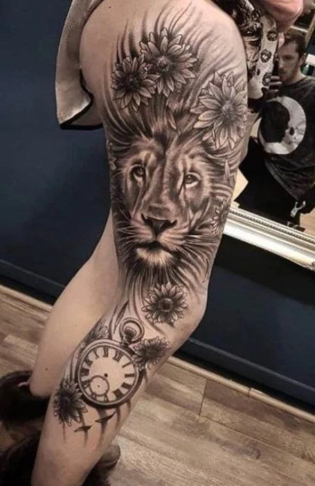 Tatuajes de pierna de león