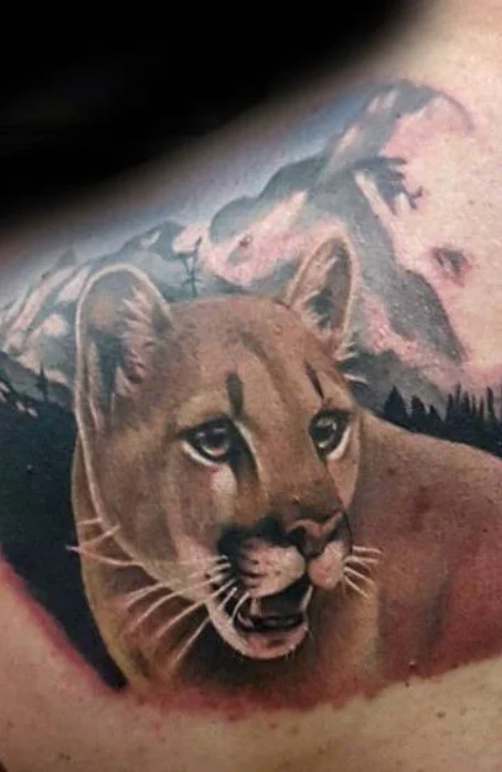 Tatuaje del león de montaña