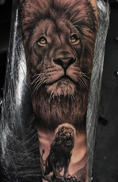 Tatuaje de león realista