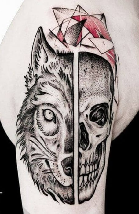 Tatuaje de calavera de lobo