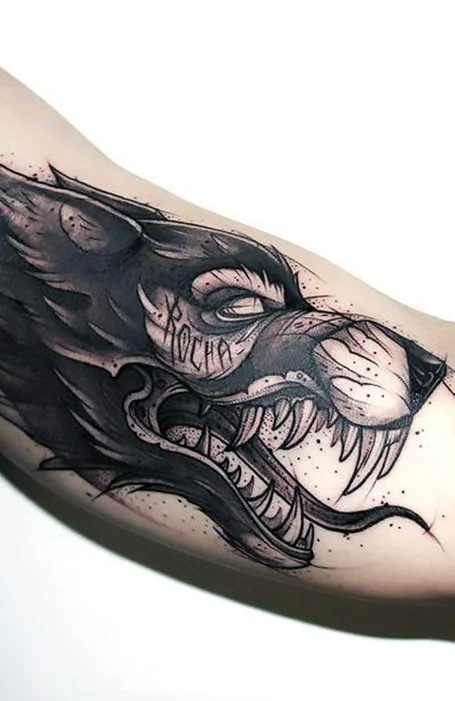Tatuaje de cabeza de lobo