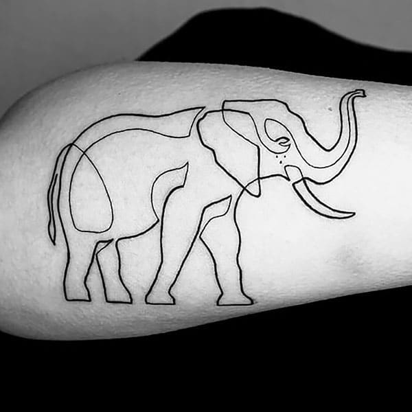 Tatuajes de contorno de elefante-2