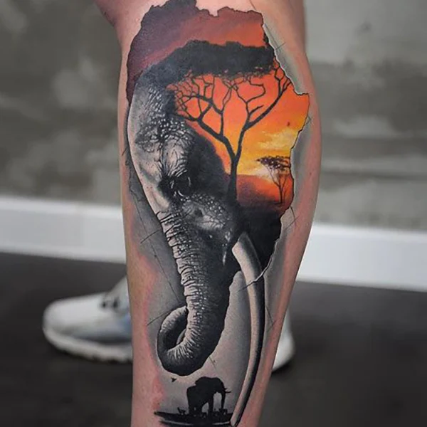 Tatuaje africano de elefante 