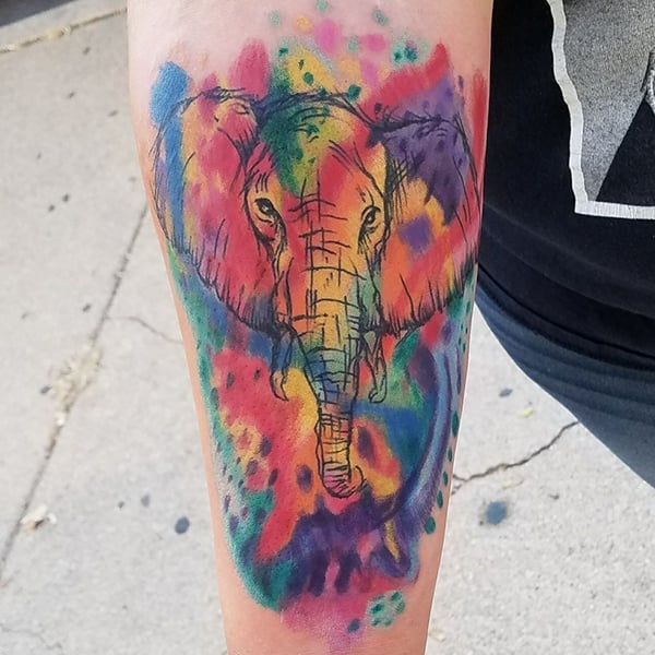 Tatuajes en acuarela de elefante