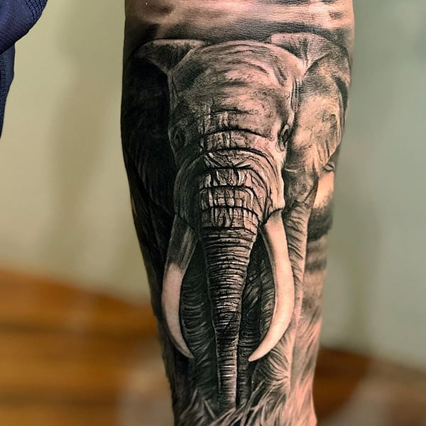 Tatuaje realista de elefante 