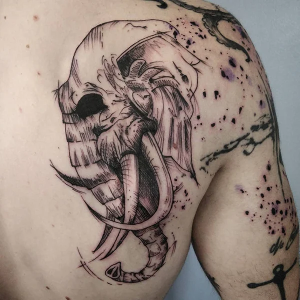 Tatuaje de calavera de elefante-2
