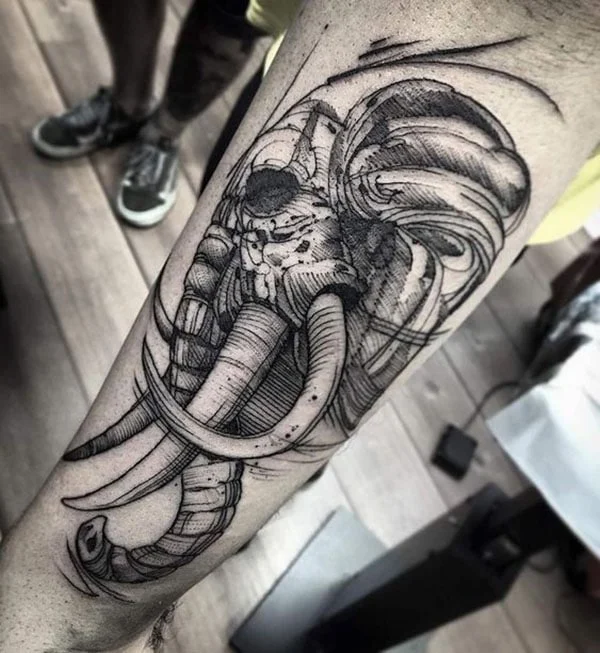 Tatuaje de calavera de elefante