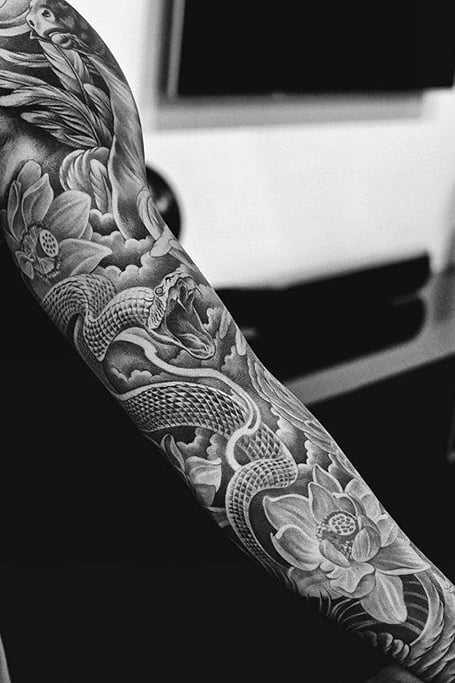 Tatuaje de manga de serpiente-2