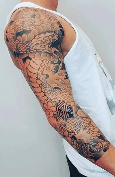 Tatuaje de manga de serpiente-1