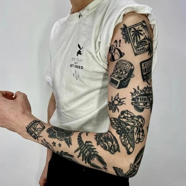 Tatuaje de manga de retazos-2