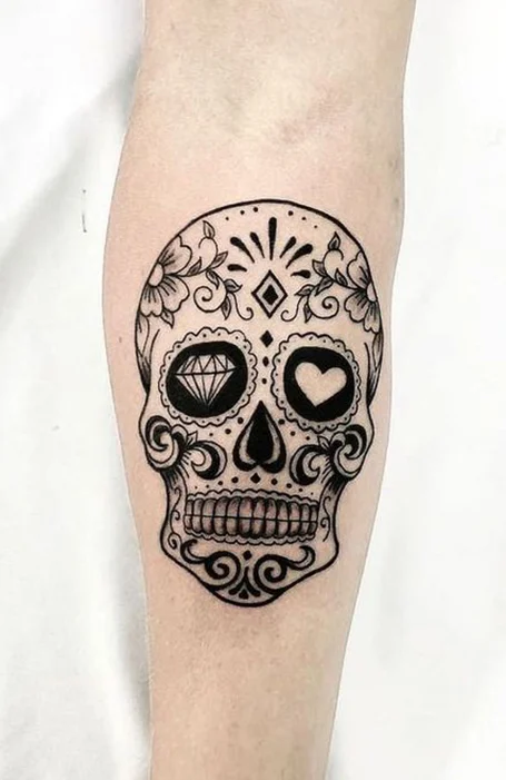 Tatuaje de calavera del Día de Muertos